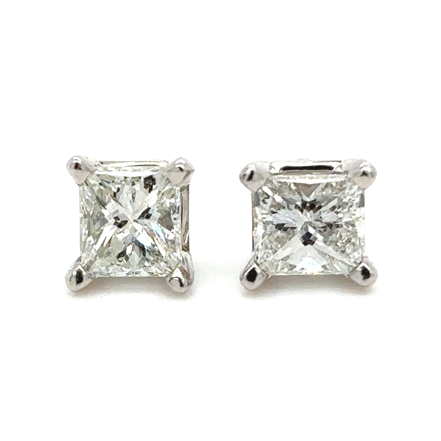 Diamond Princess-Cut Studs in 14k White Gold — 0.78CTW Diamond Princess-Cut Studs in 14k White Gold — 0.78CTW