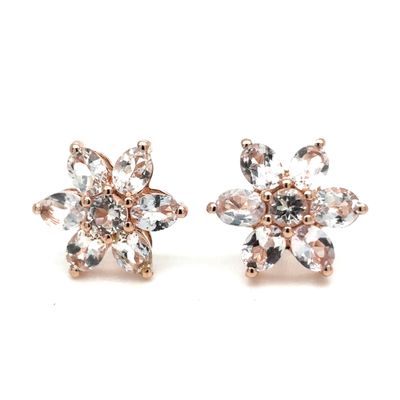 Morganite Floral Earrings in 10k Rose Gold
