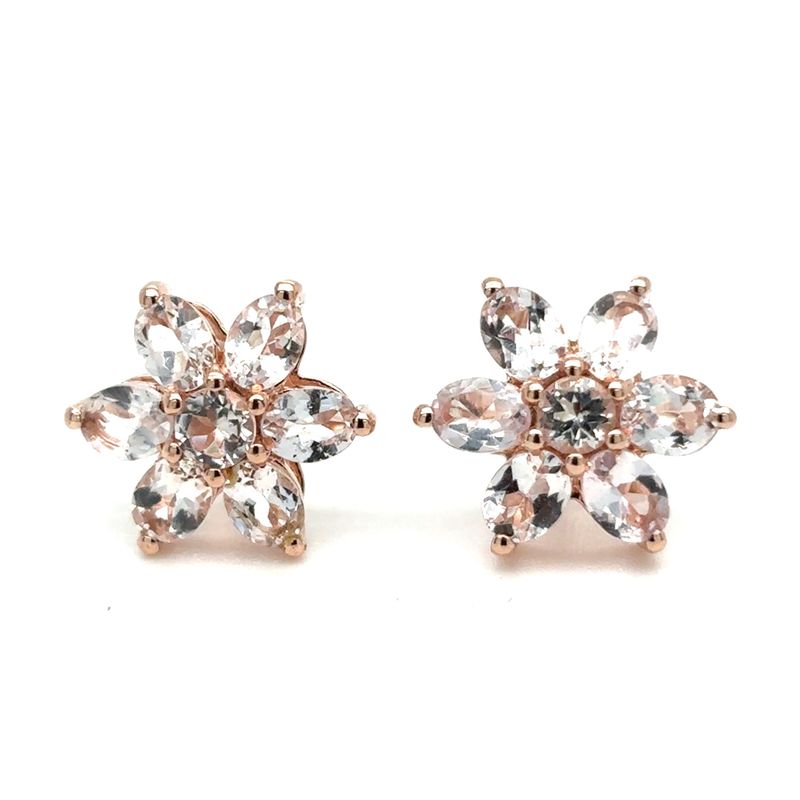 Morganite Floral Earrings in 10k Rose Gold