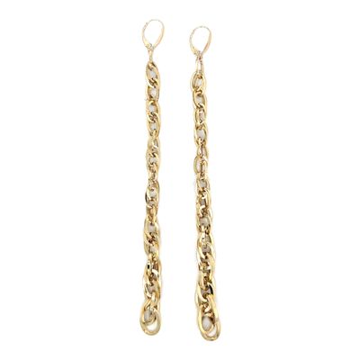 Oval Link Graduated Dangle Earrings in 14k Yellow Gold Oval Link Graduated Dangle Earrings in 14k Yellow Gold