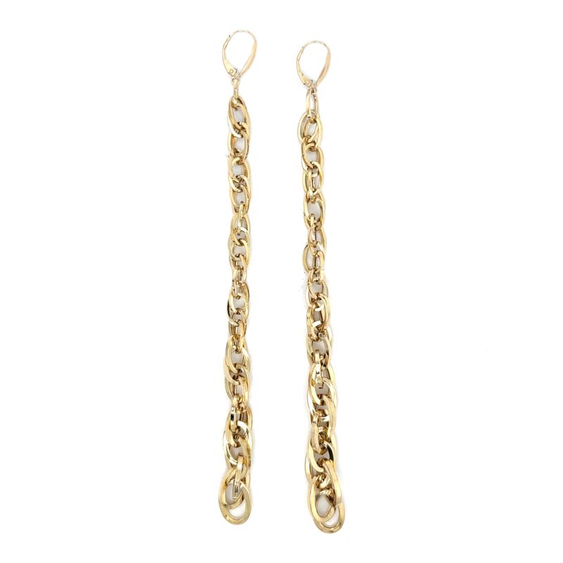Oval Link Graduated Dangle Earrings in 14k Yellow Gold