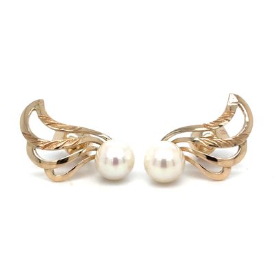 Akoya Pearl Freeform Studs in 14k Yellow Gold Akoya Pearl Freeform Studs in 14k Yellow Gold