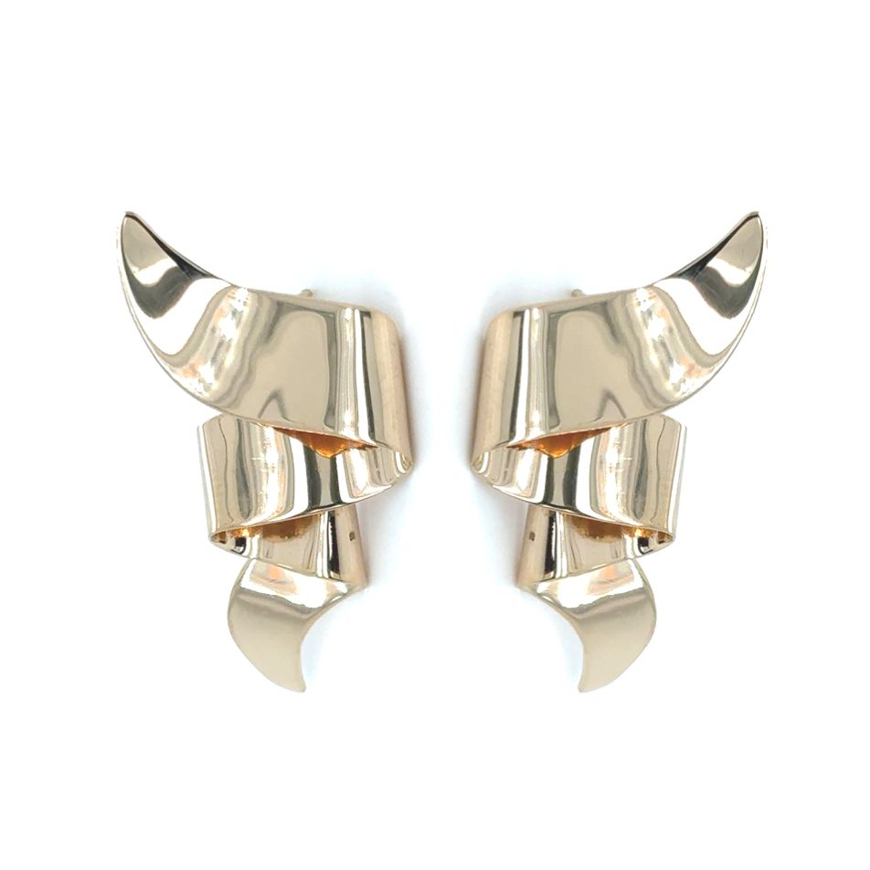 Freeform Ribbon Earrings in 14k Yellow Gold