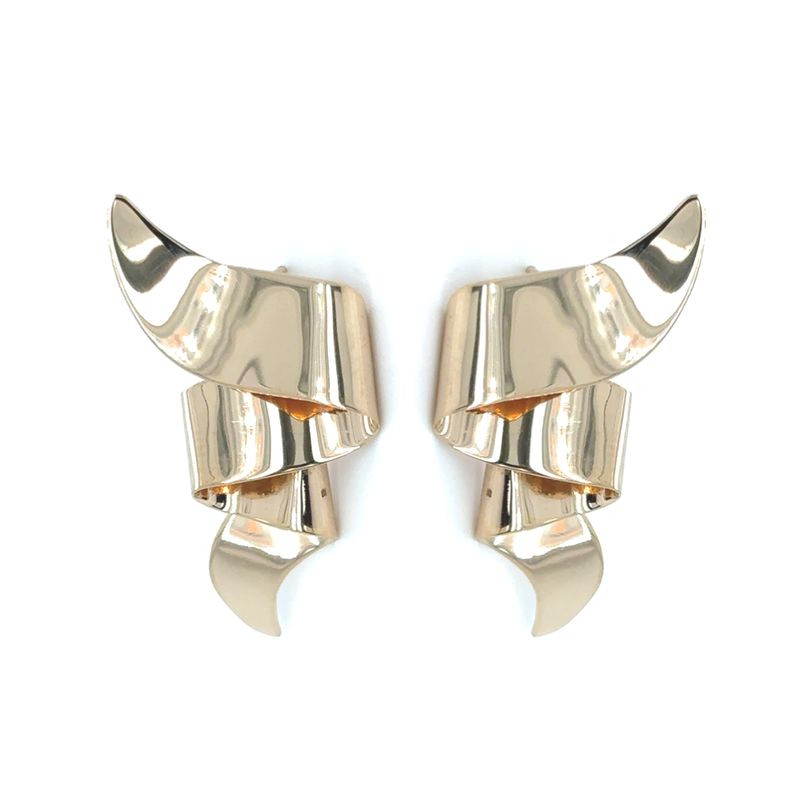 Freeform Ribbon Earrings in 14k Yellow Gold