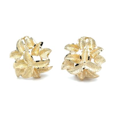 Leaf Omega Earrings in 14k Yellow Gold Leaf Omega Earrings in 14k Yellow Gold