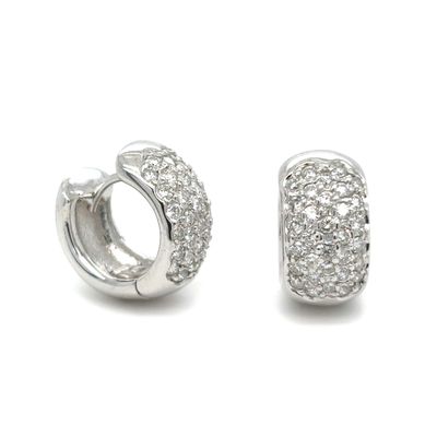 Diamond Huggie Hoop Earrings in 14k White Gold — 0.64CTW