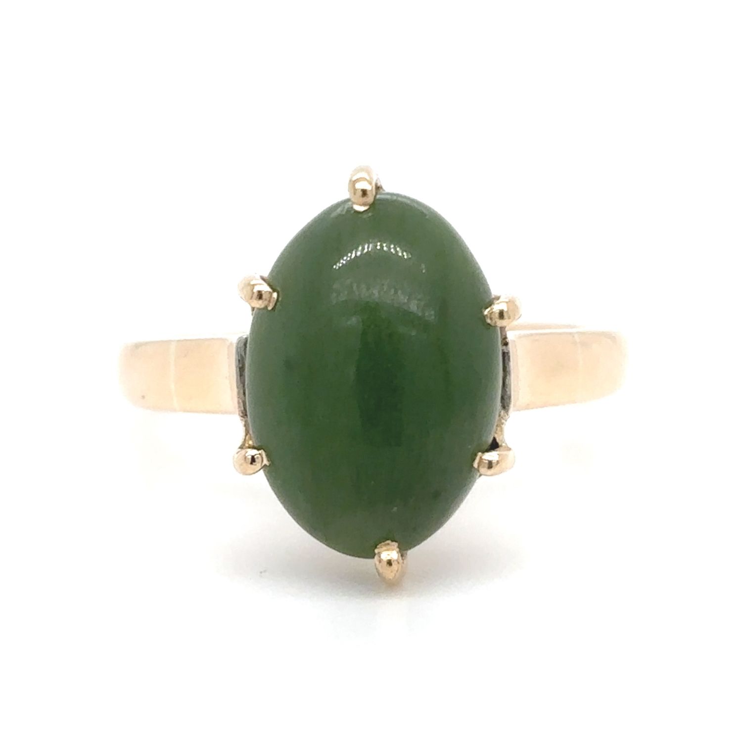 Jade Cabochon Ring in 18k Yellow Gold