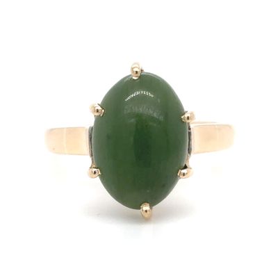 Jade Cabochon Ring in 18k Yellow Gold Jade Cabochon Ring in 18k Yellow Gold