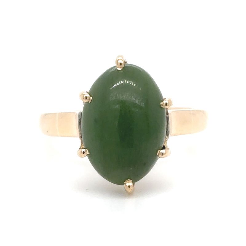 Jade Cabochon Ring in 18k Yellow Gold