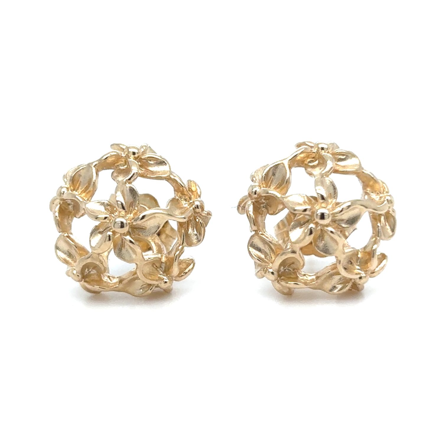 Floral Stud Earrings in 14k Yellow Gold