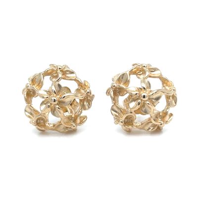Floral Stud Earrings in 14k Yellow Gold