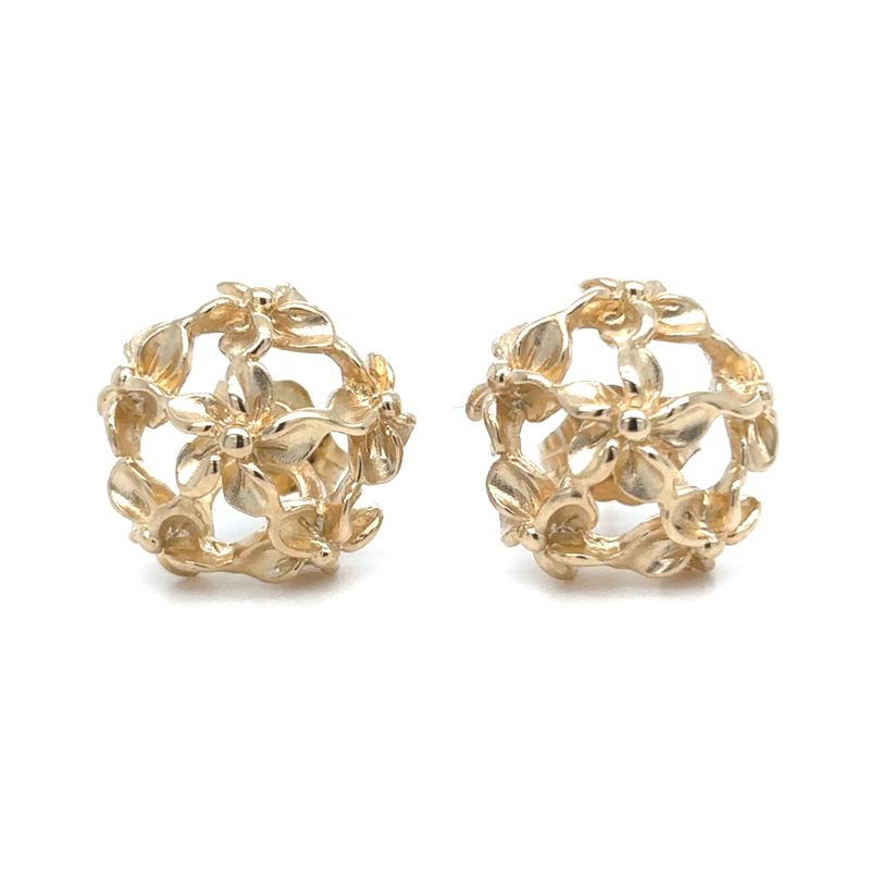 Floral Stud Earrings in 14k Yellow Gold