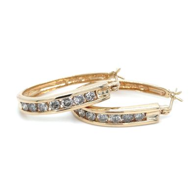 Diamond Hoop Earrings in 14k Yellow Gold — 0.92CTCW Diamond Hoop Earrings in 14k Yellow Gold — 0.92CTCW