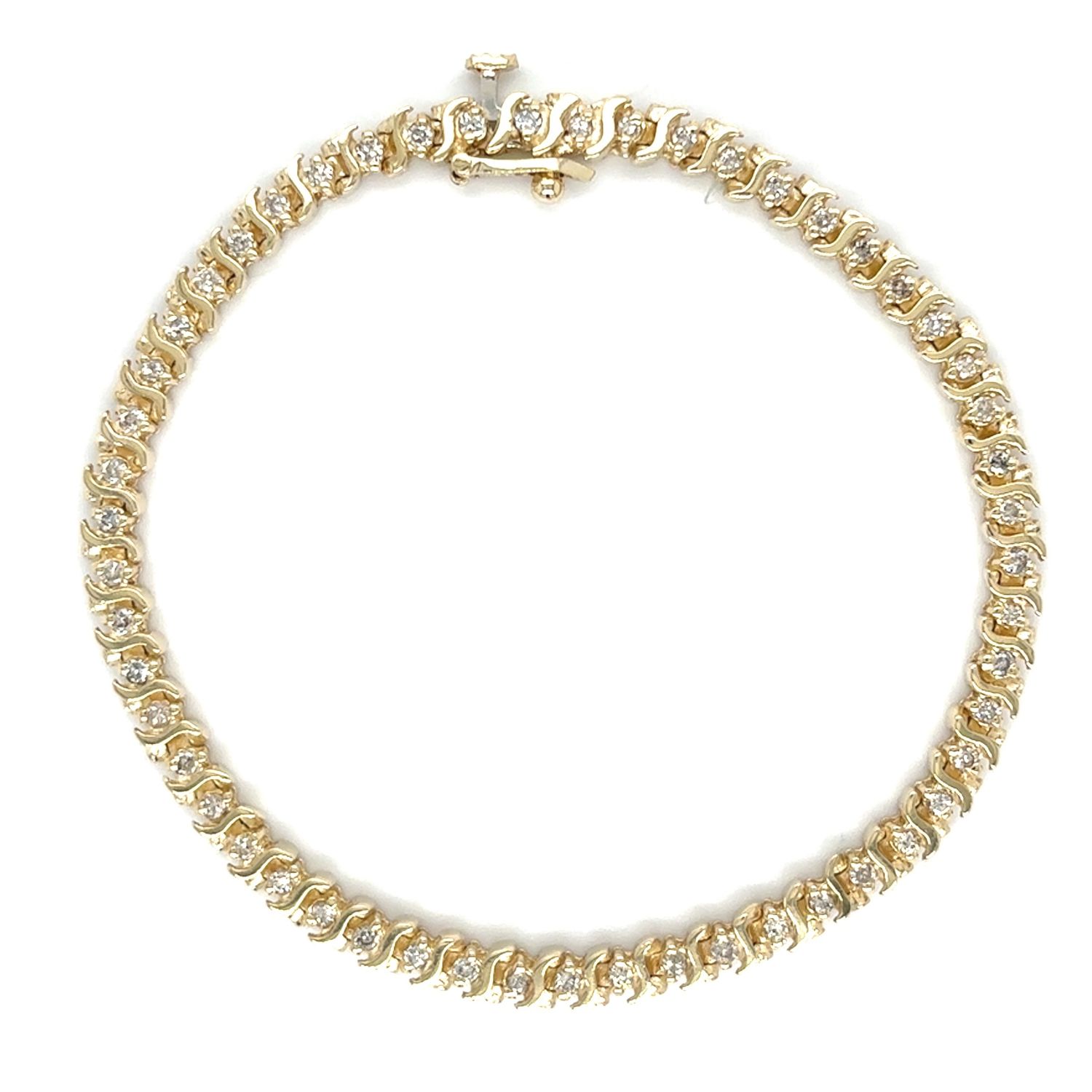Diamond Tennis Bracelet in 14k Yellow Gold — 1.38CTW Diamond Tennis Bracelet in 14k Yellow Gold — 1.38CTW