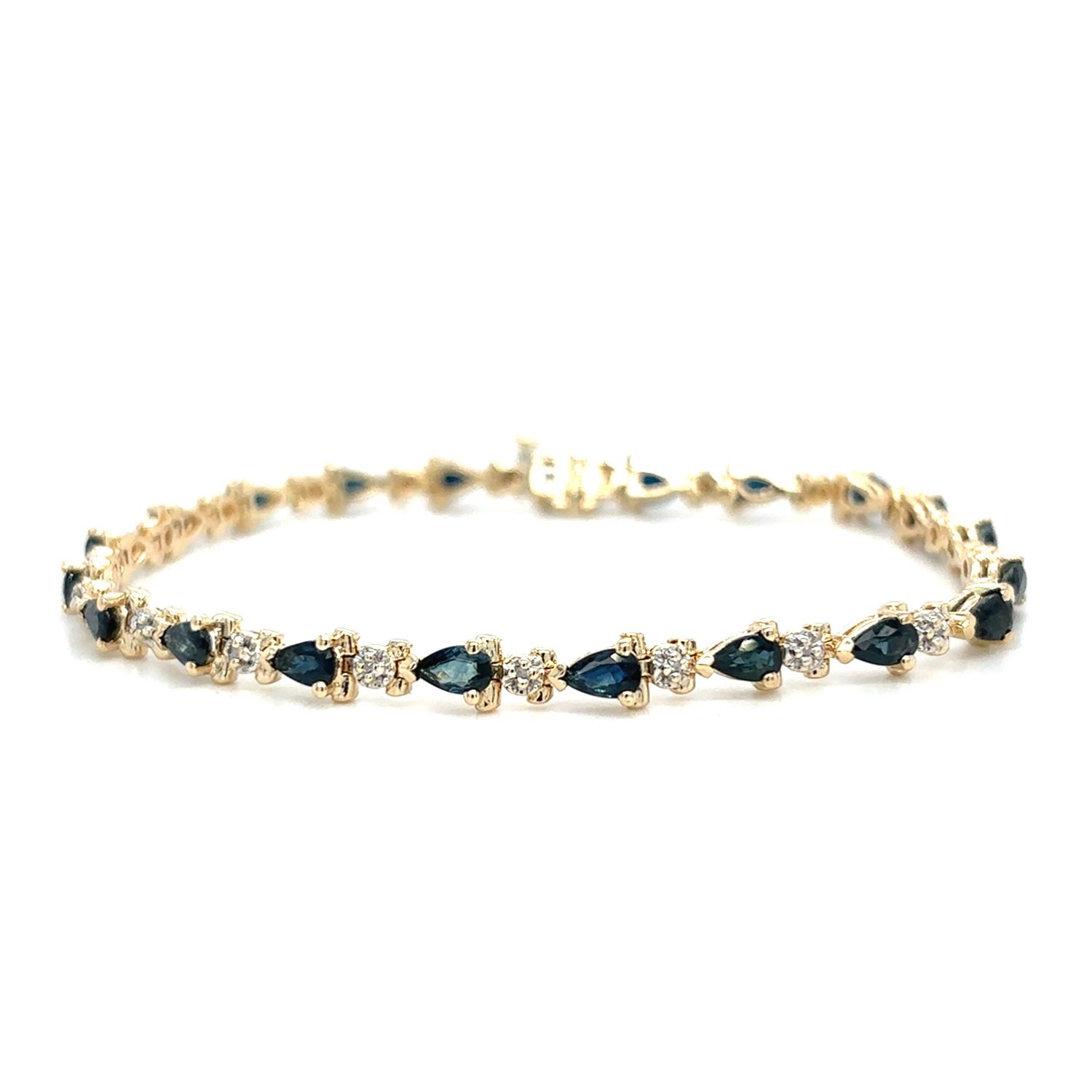 Sapphire & Diamond Bracelet in 14k Yellow Gold