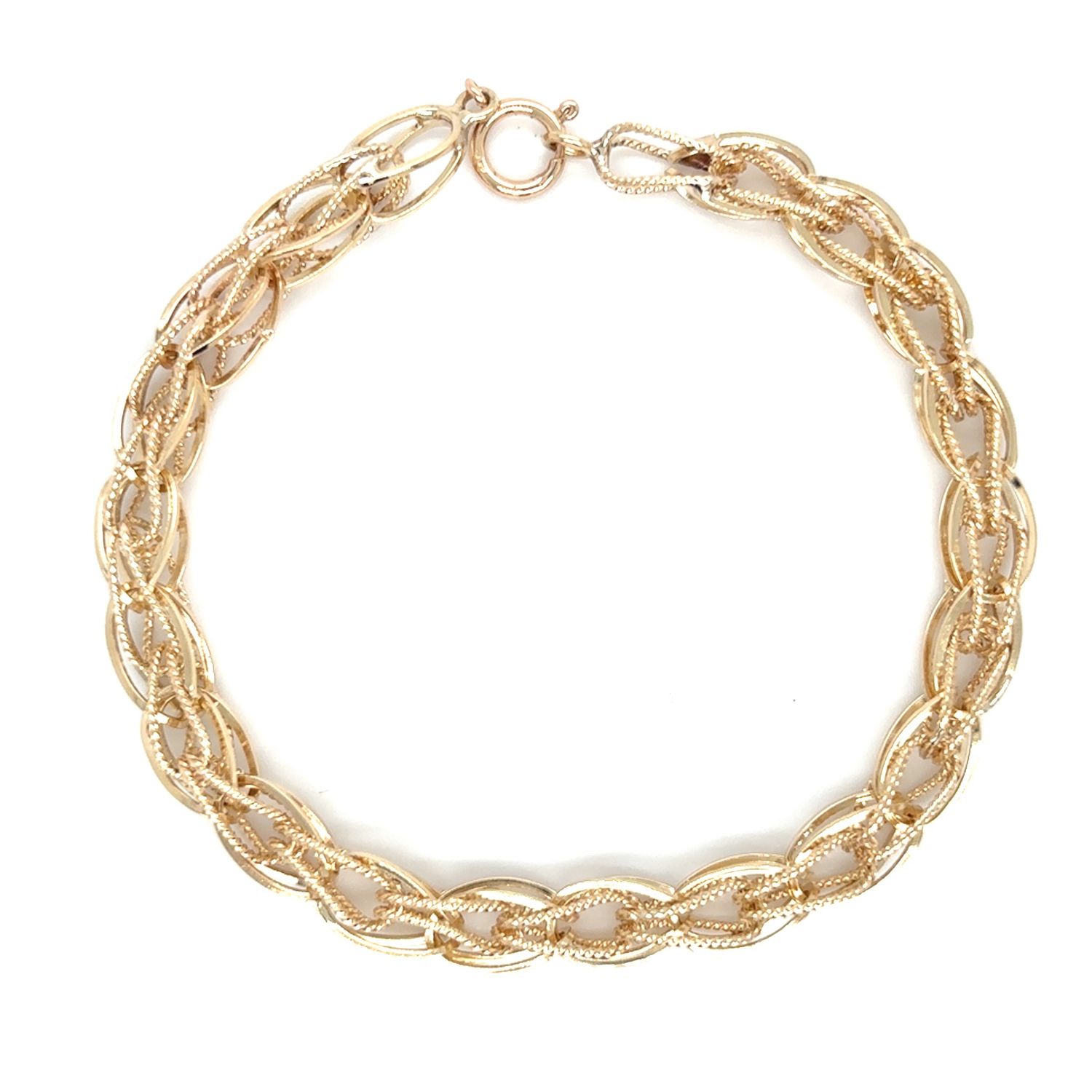 Woven Charm Bracelet in 14k Yellow Gold — 7.5”