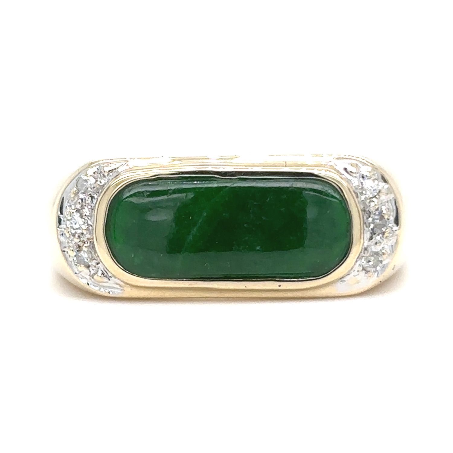 Jade & Diamond Signet Ring in 14k Yellow Gold Jade & Diamond Signet Ring in 14k Yellow Gold