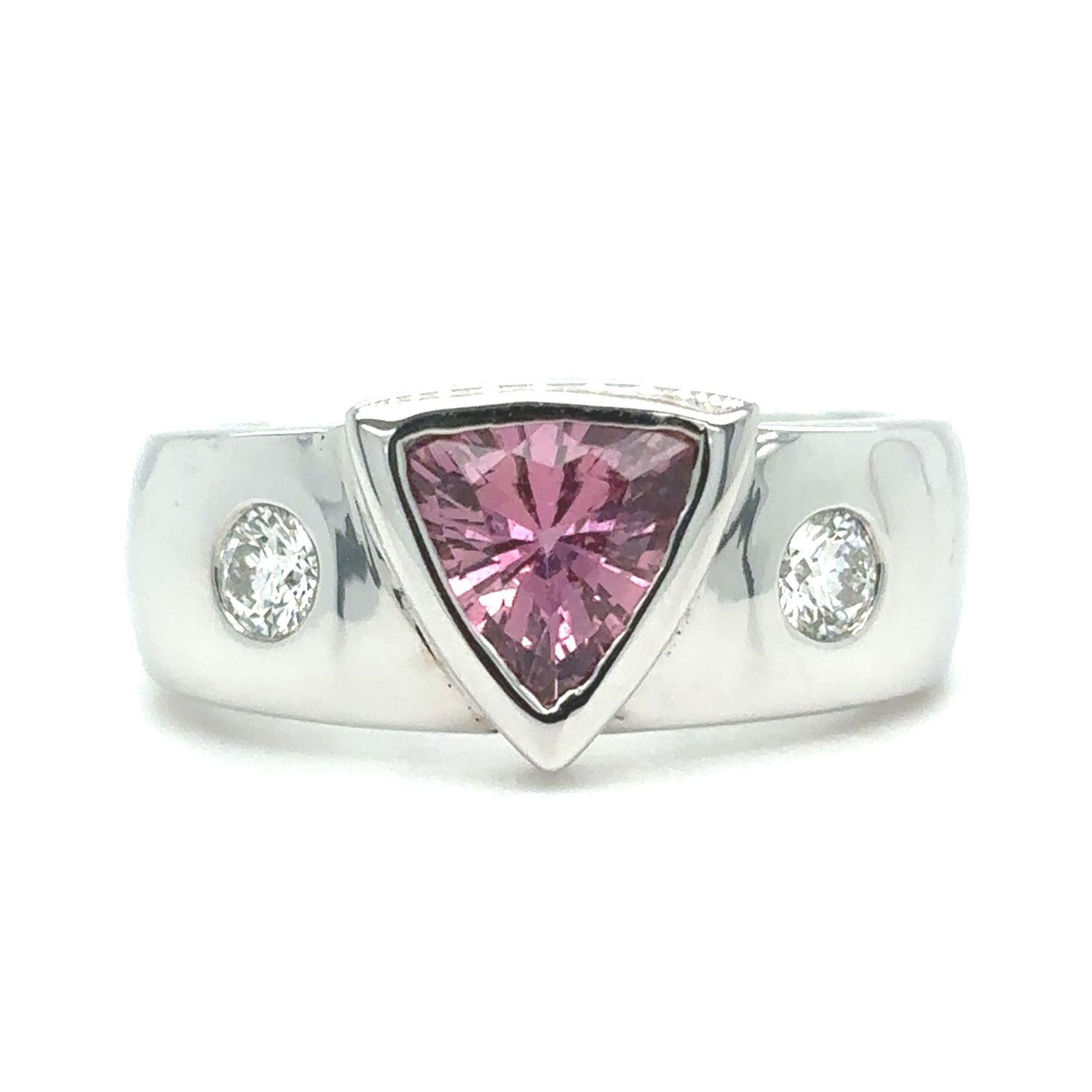Pink Sapphire & Diamond Ring in 18k White Gold