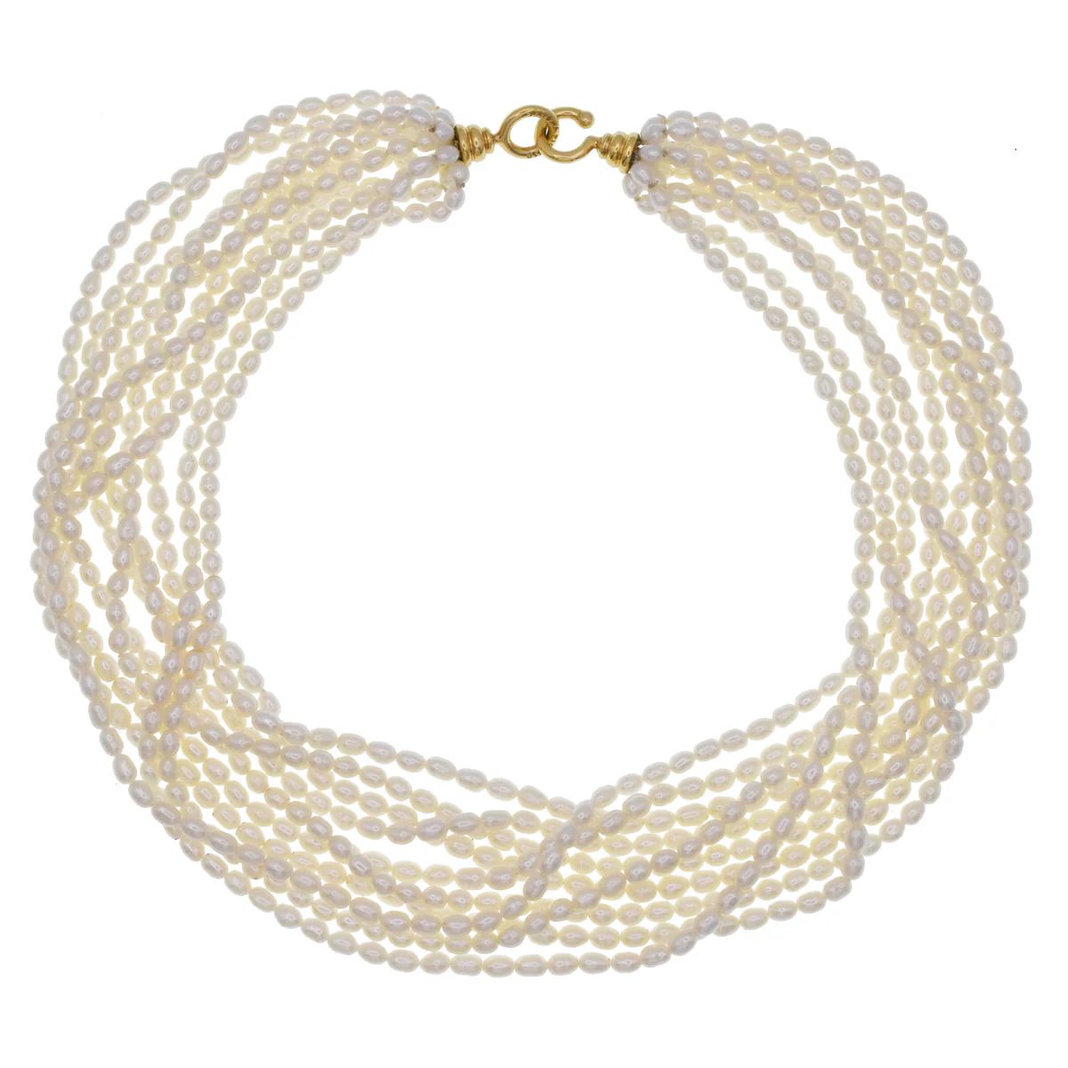 Tiffany & Co Paloma Picasso Multi-Strand Pearl Choker Necklace on 18k Gold
