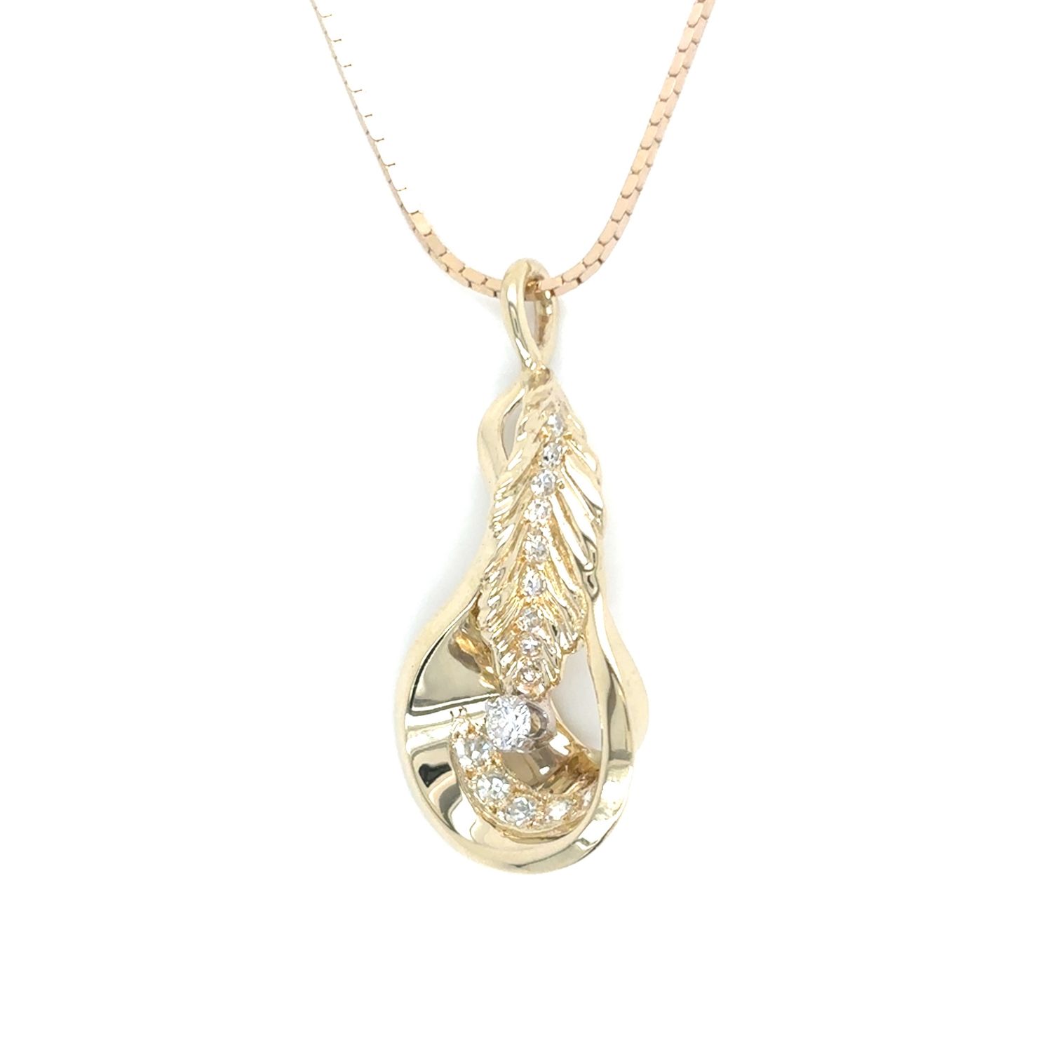 Diamond Freeform Necklace in 14k Yellow Gold