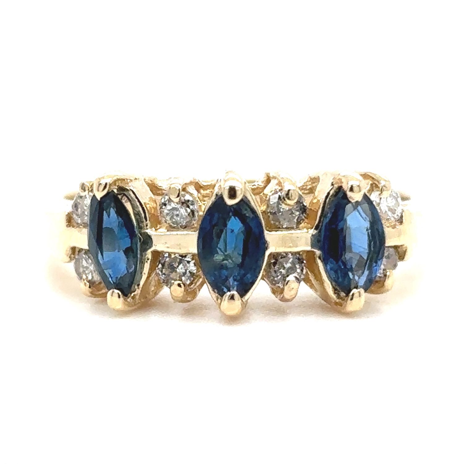 Sapphire & Diamond Three-Stone Ring in 14k Yellow Gold Sapphire & Diamond Three-Stone Ring in 14k Yellow Gold