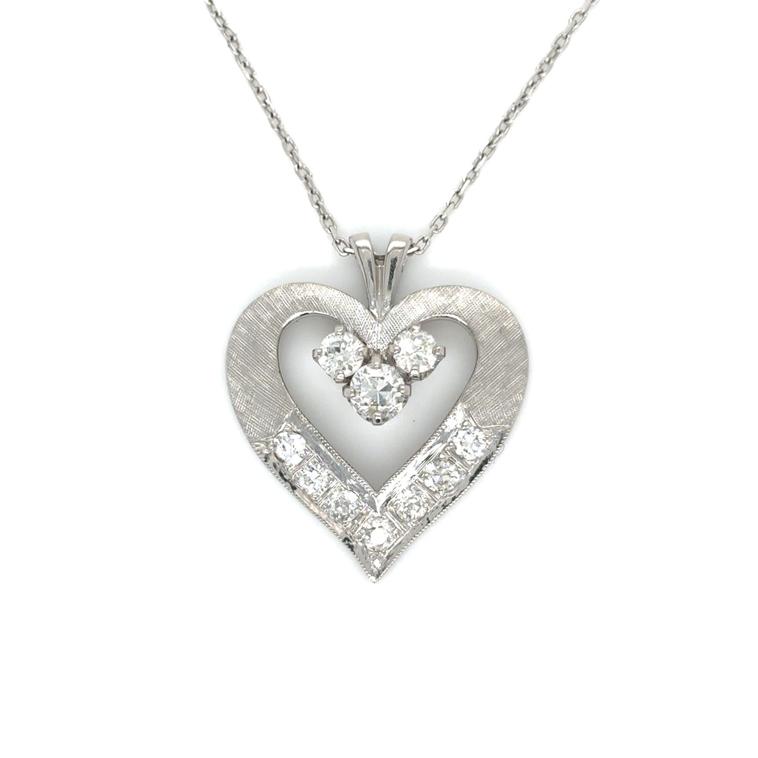 Diamond Heart Necklace in 14k White Gold