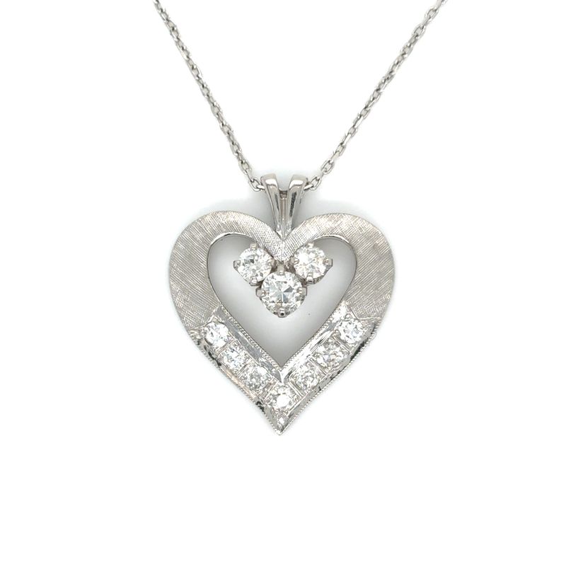 Diamond Heart Necklace in 14k White Gold