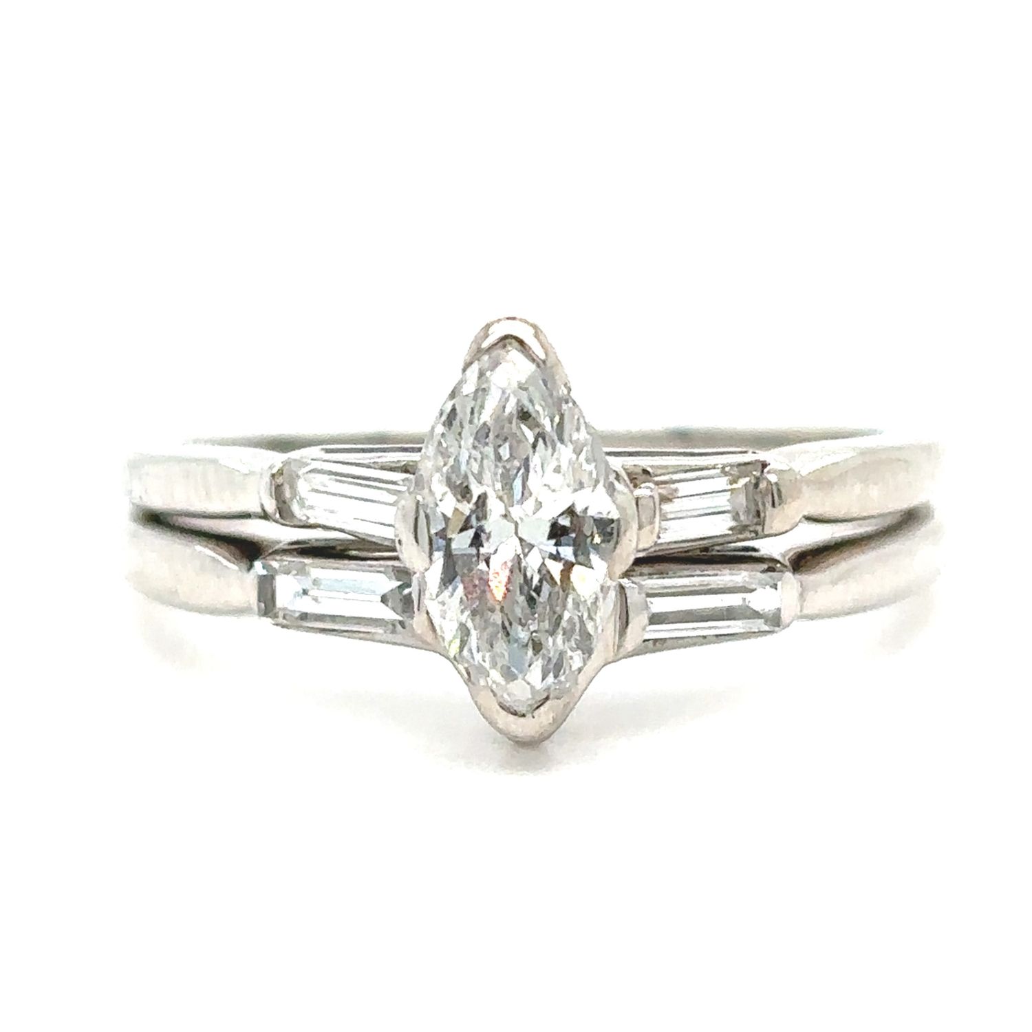Marquise Wedding Set in 14k White Gold —1.14CTW Marquise Wedding Set in 14k White Gold —1.14CTW