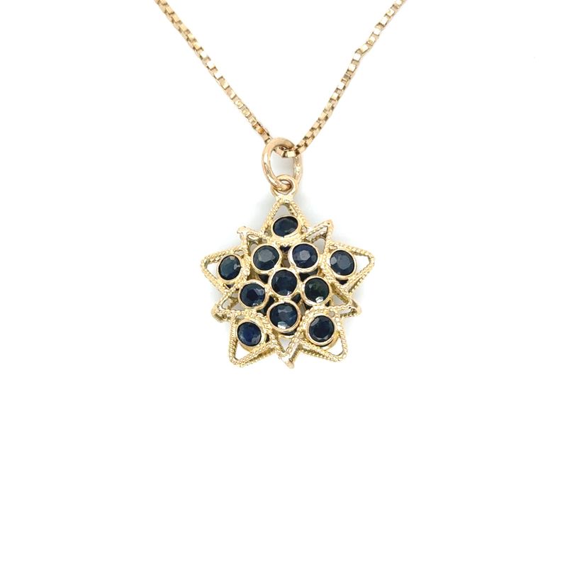 Sapphire Star Necklace in 14k Yellow Gold