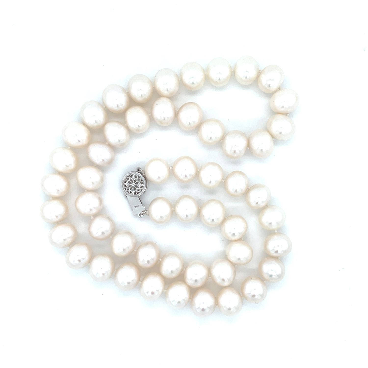 Pearl Necklace on 14k White Gold - 20 Pearl Necklace on 14k White Gold - 20"