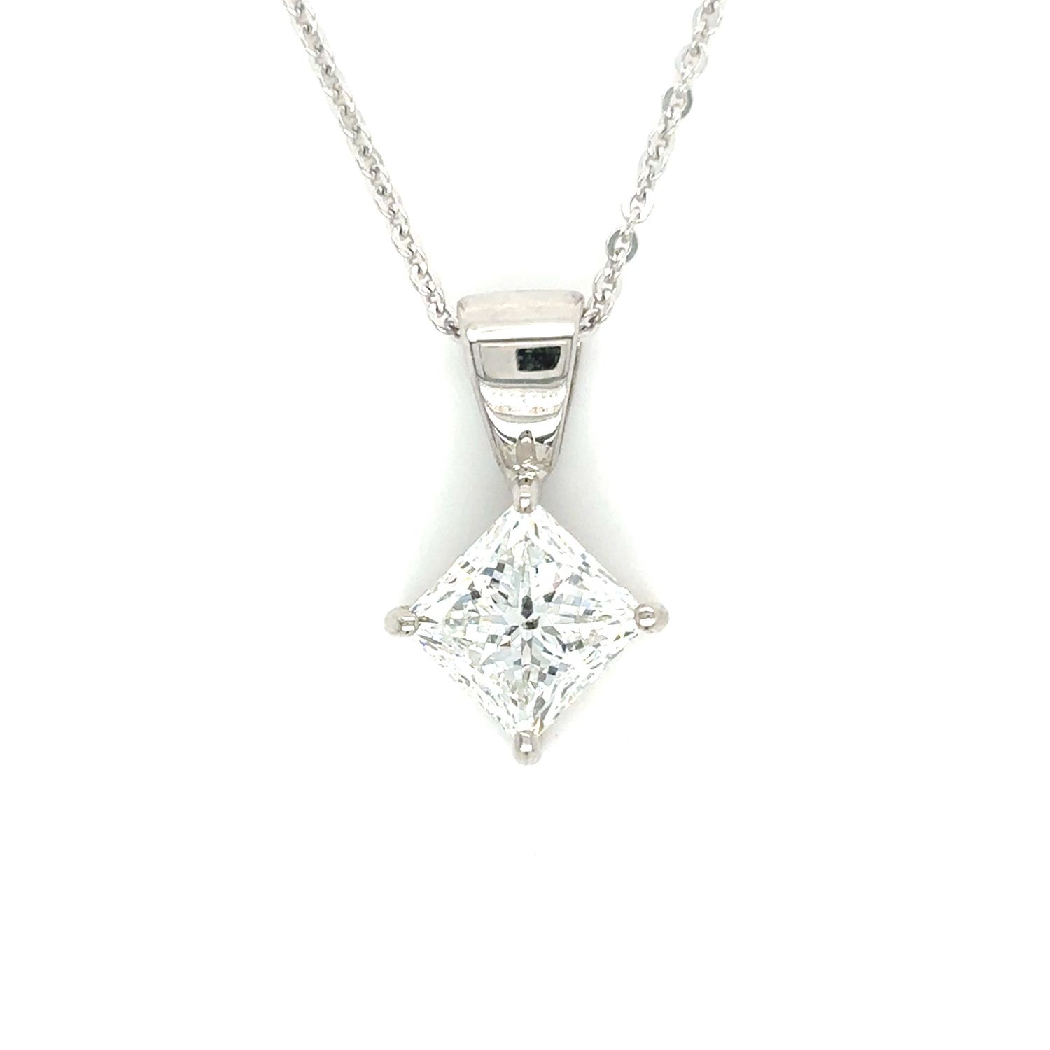 Diamond Princess-Cut Necklace in 14k White Gold — 1.71CT Diamond Princess-Cut Necklace in 14k White Gold — 1.71CT