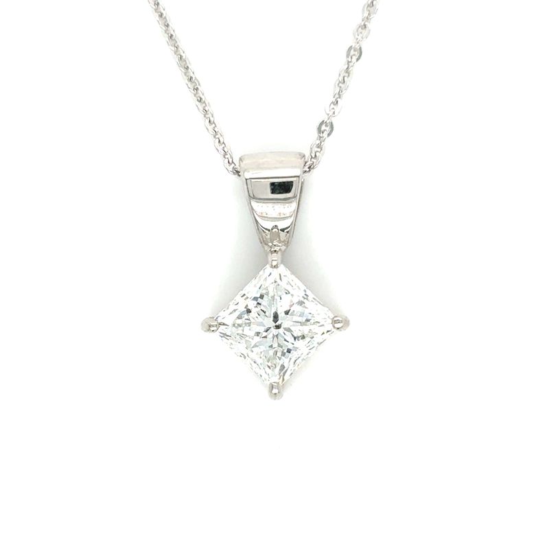 Diamond Princess-Cut Necklace in 14k White Gold — 1.71CT