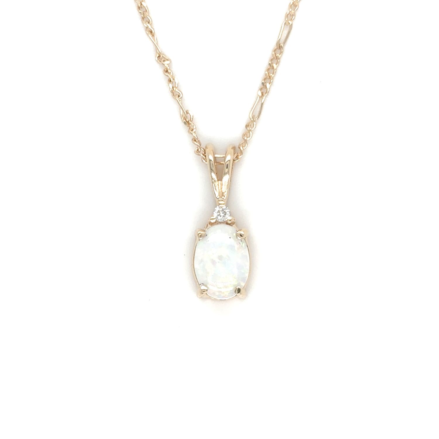 Opal & Diamond Necklace in 14K Yellow Gold Opal & Diamond Necklace in 14K Yellow Gold