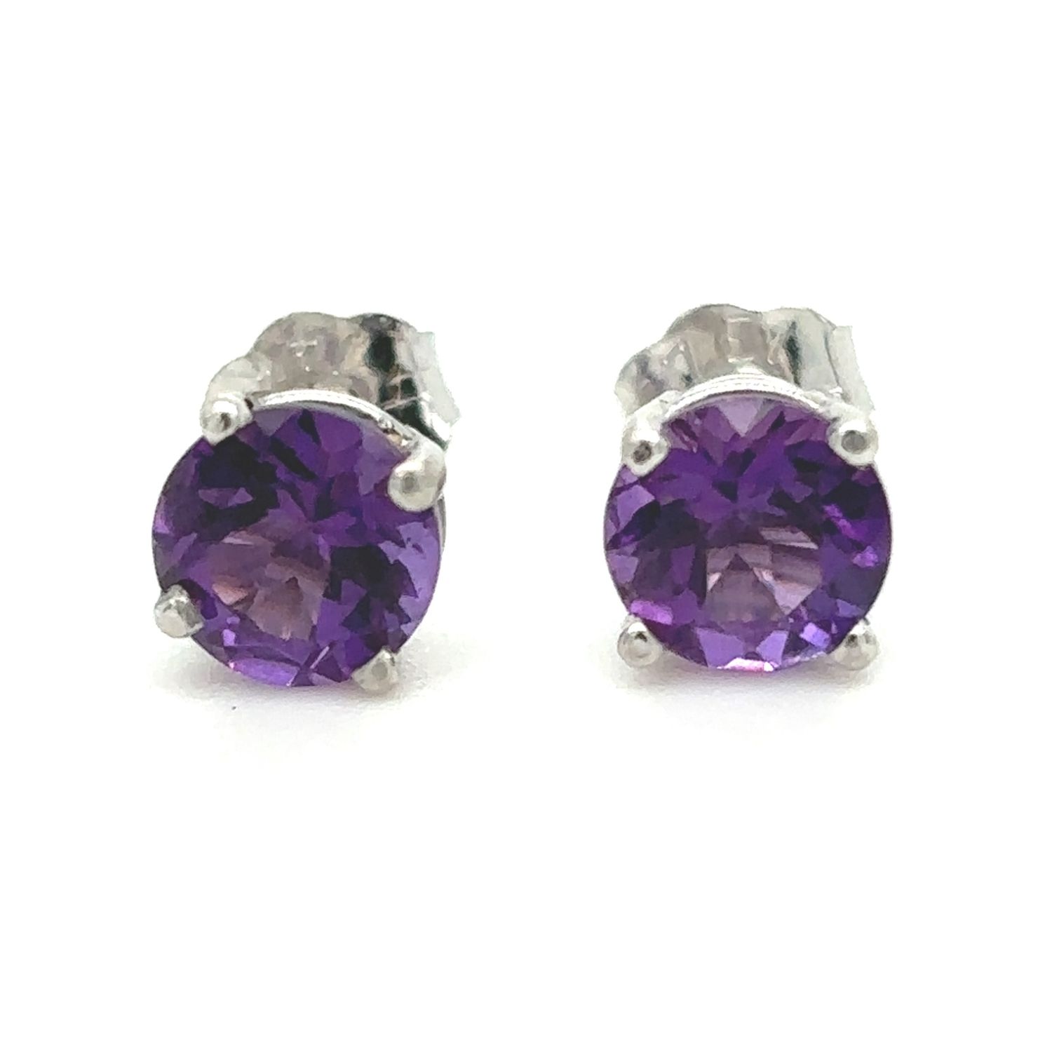 Amethyst Stud Earrings in 14k White Gold Amethyst Stud Earrings in 14k White Gold