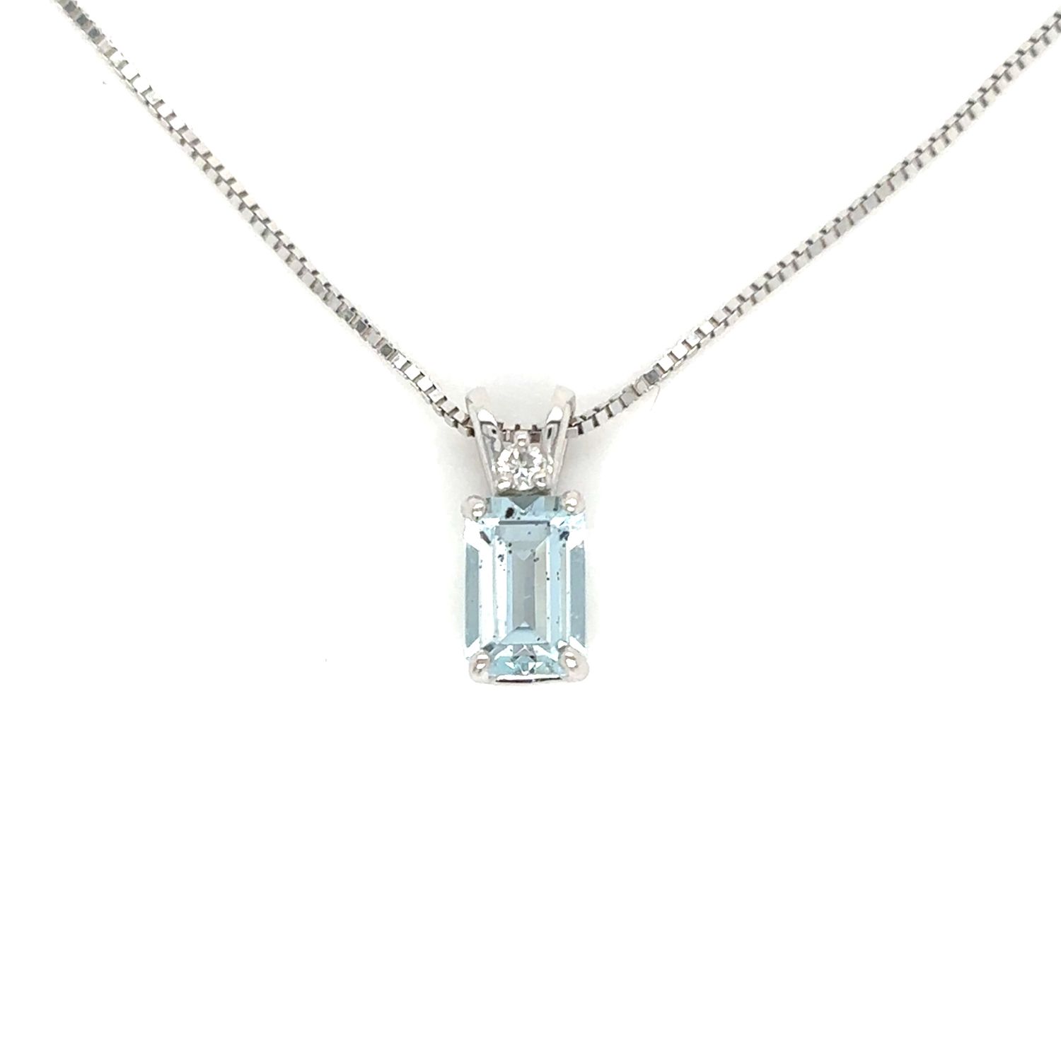 Aquamarine & Diamond Necklace in 14K White Gold Aquamarine & Diamond Necklace in 14K White Gold