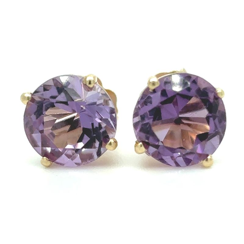 Amethyst Stud Earrings in 14k Yellow Gold