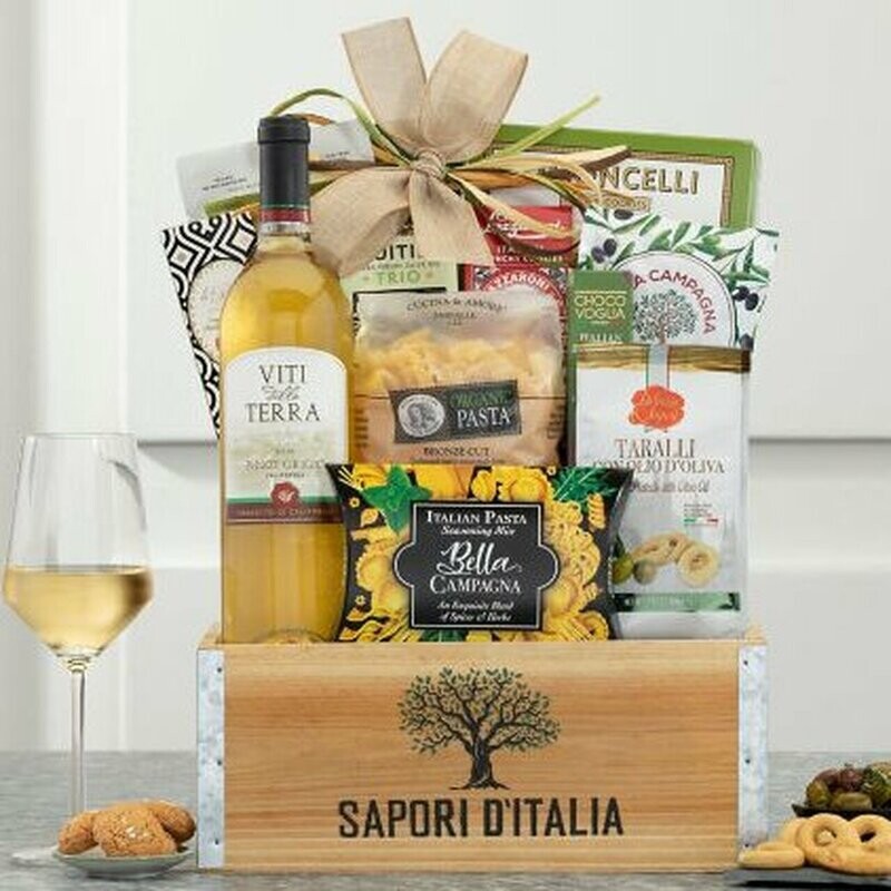 VITI DELLA TERRA PINTO GRIGIO: WHITE WINE GIFT BASKET