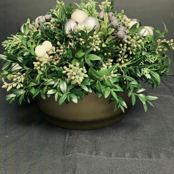 Winter Berry Arrangement in a Champagne Coloured Bowl