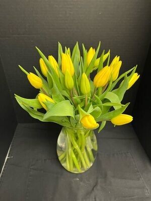20 Yellow Tulip's Arranged in a Vase