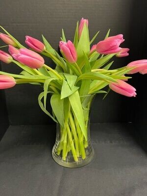 20 Pink Tulip's Arranged in a Vase