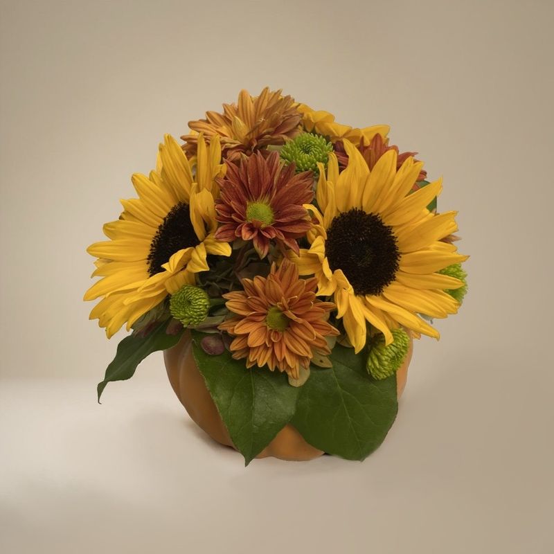 Thanksgiving Orange Ceramic Pumpkin Arrangement