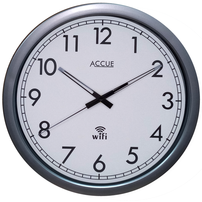Silver WiFi Clock 14&quot; (Plastic Clock Face Cover)
