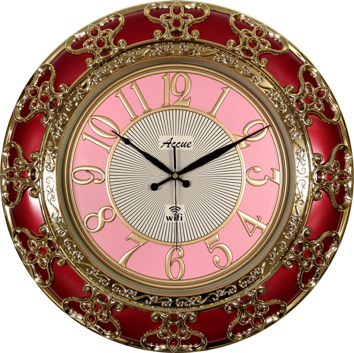 Luxury WiFi Clock 19 inches (Red/Gold Colour)