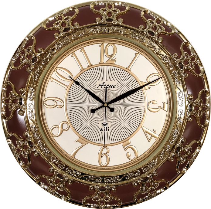 Luxury WiFi Clock 19 inches (Brown/Gold Colour)