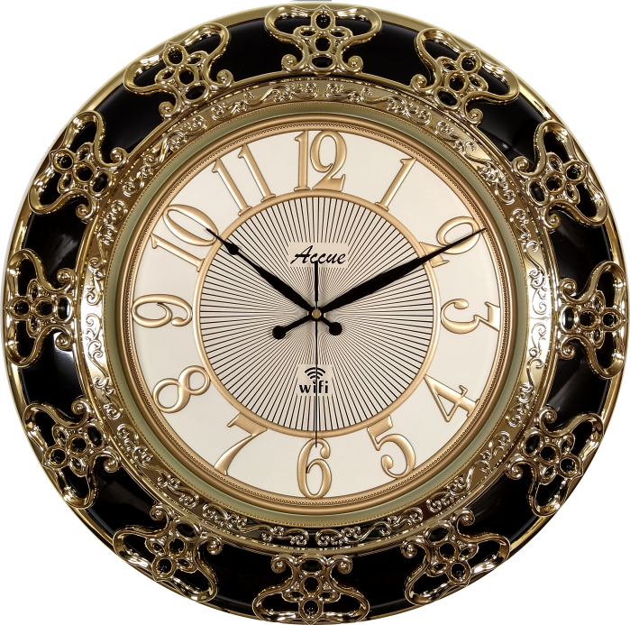 Luxury WiFi Clock 19 inches (Black/Gold Colour)