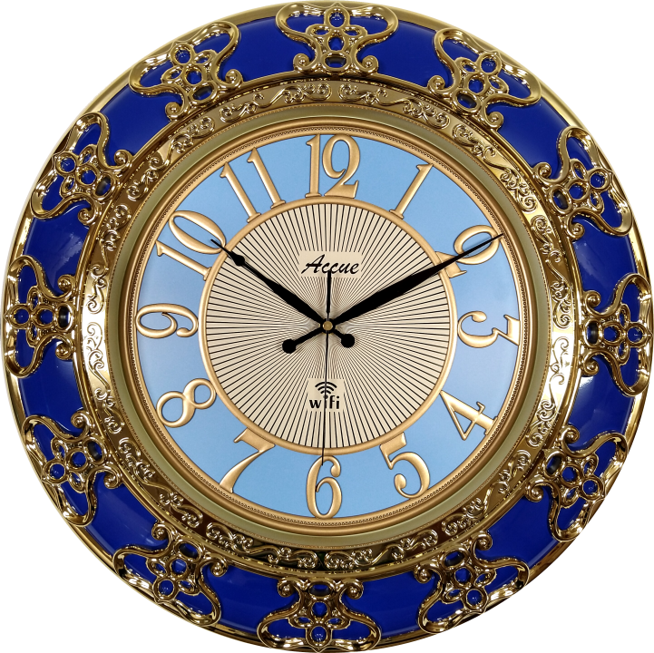 Luxury WiFi Clock 19 inches (Blue/Gold Colour)