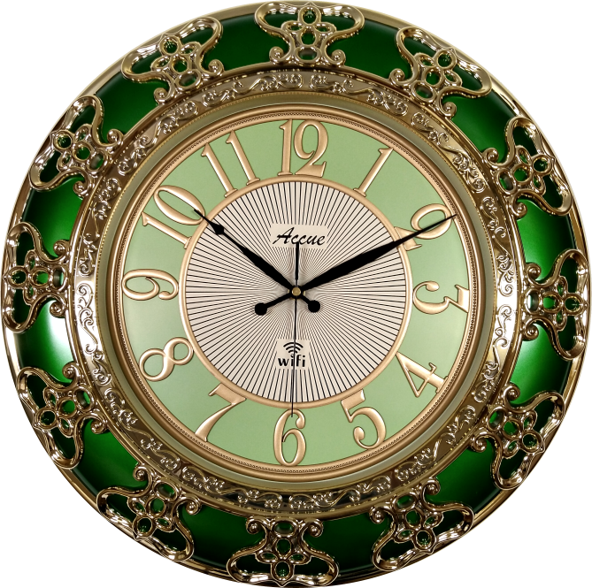 Luxury WiFi Clock 19 inches (Green/Gold Colour)
