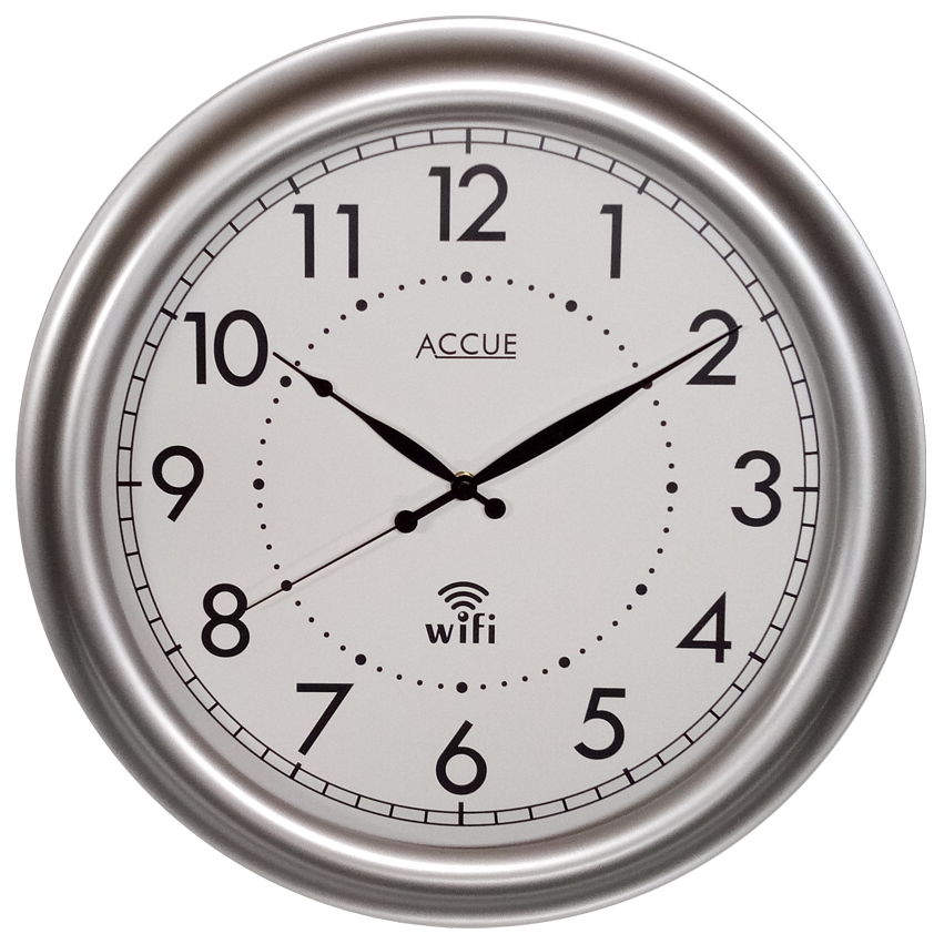 Silver WiFi Clock 18&quot;