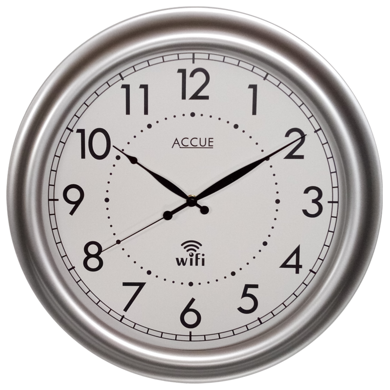 Silver WiFi Clock 18&quot;