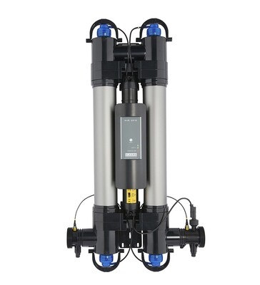 Smart UV-C Wasseraufbereitung 110W 220-240V, pmax. 3bar, Vmax 42 m3/h, d63/50, Lebensdauer Lampe (9000 Std.) inkl. Durchfluss Schalter und analoger Anzeige der Lampenlebensdauer